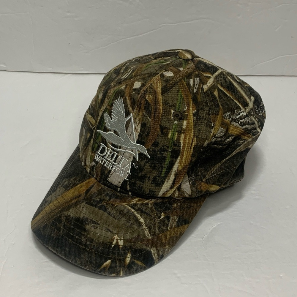 Delta Waterfowl Cap Adjustable Strap Brown Camo Hunting Mossy Oak Trucker Hat